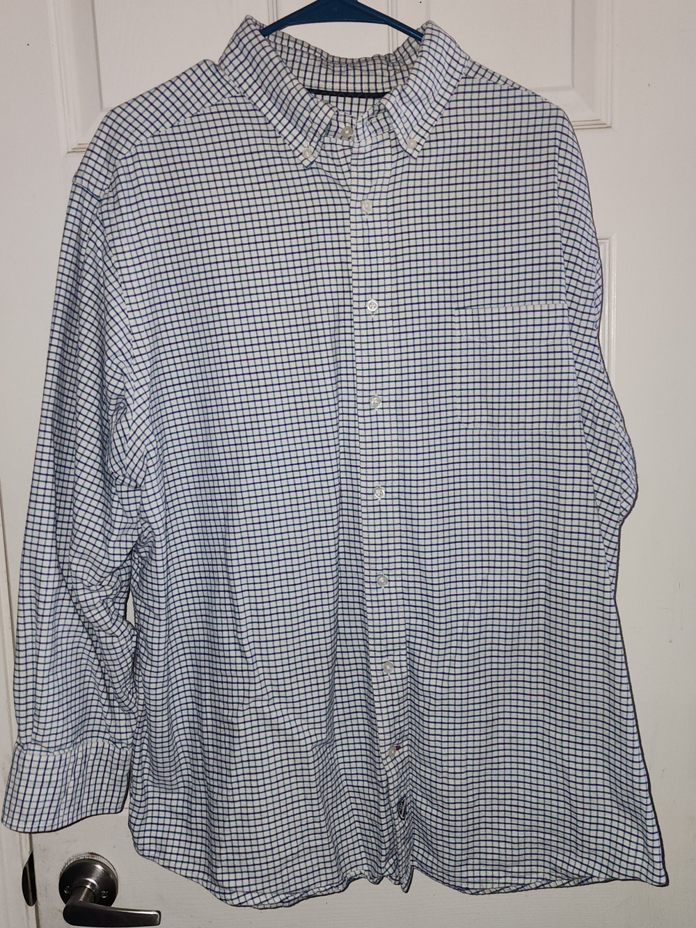 Daniel Cremieux 2XB White Button-Down Shirt white With Purple And Green Plaid